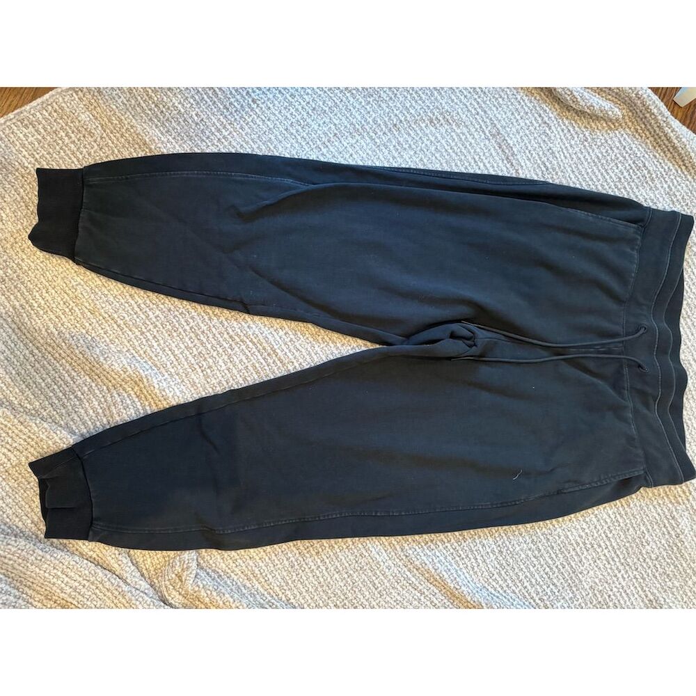 Unisex Black Jogger Sweatpants Elastic Waist Drawstring Pockets Casual XL Size